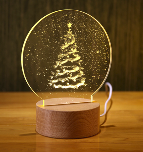 3D Acrylic Christmas Tree Table Lamp for Bedroom